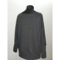 Melanżowy kobiecy sweter OVERSIZE ze ściągaczami - grafitowy